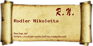 Rodler Nikoletta névjegykártya